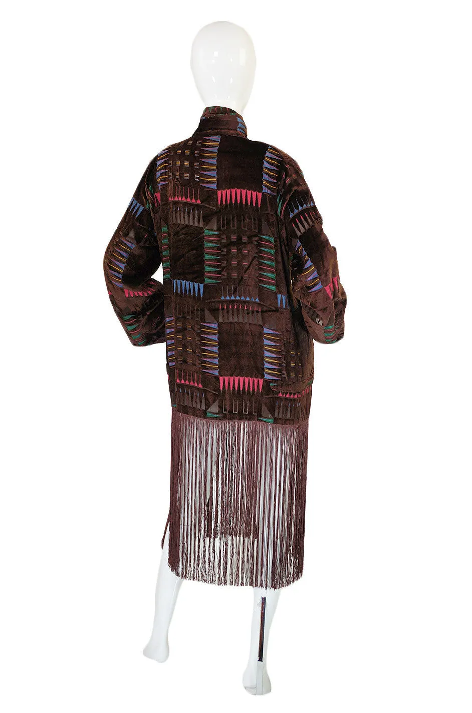 1920s Velvet Fringe Flapper Duster Coat