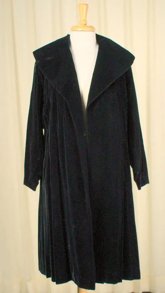 1950s Inky Black Velvet Coat