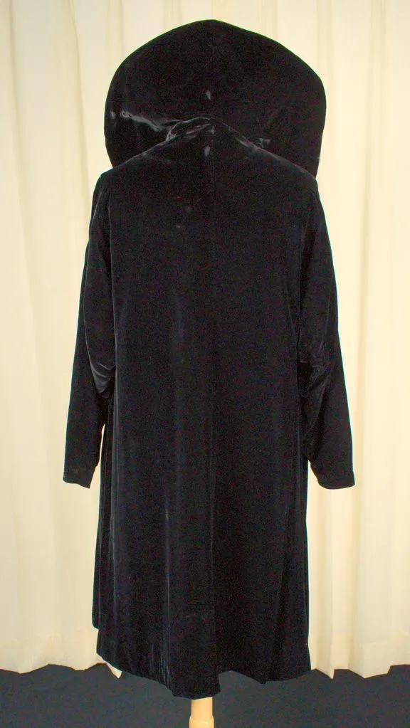 1950s Inky Black Velvet Coat