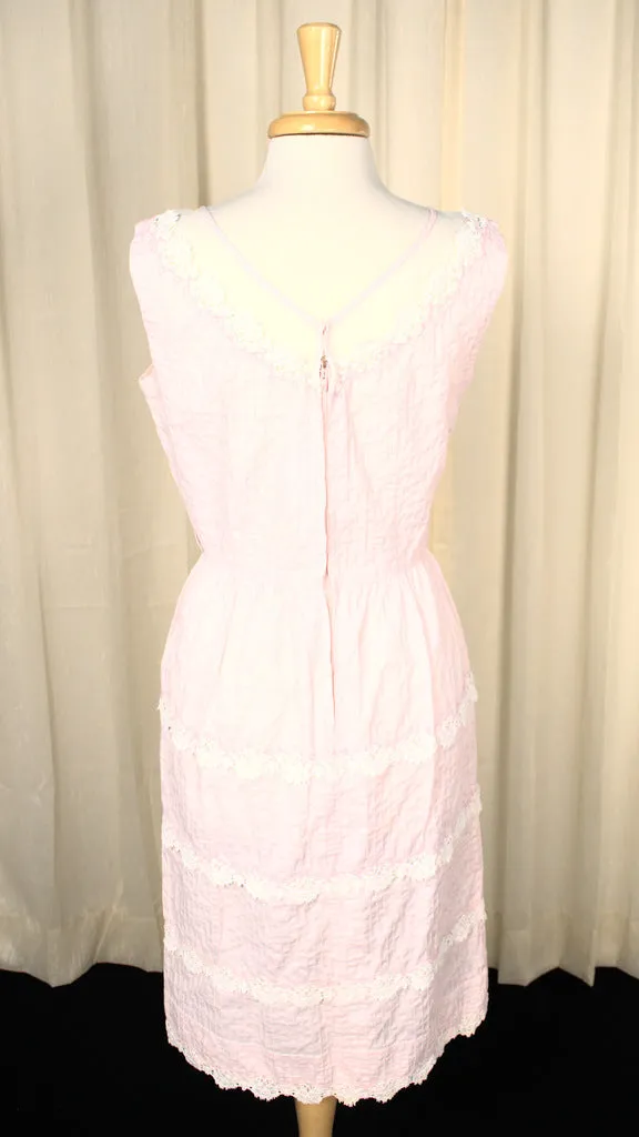 1950s Vintage  Sheer Illusion Pink Dress