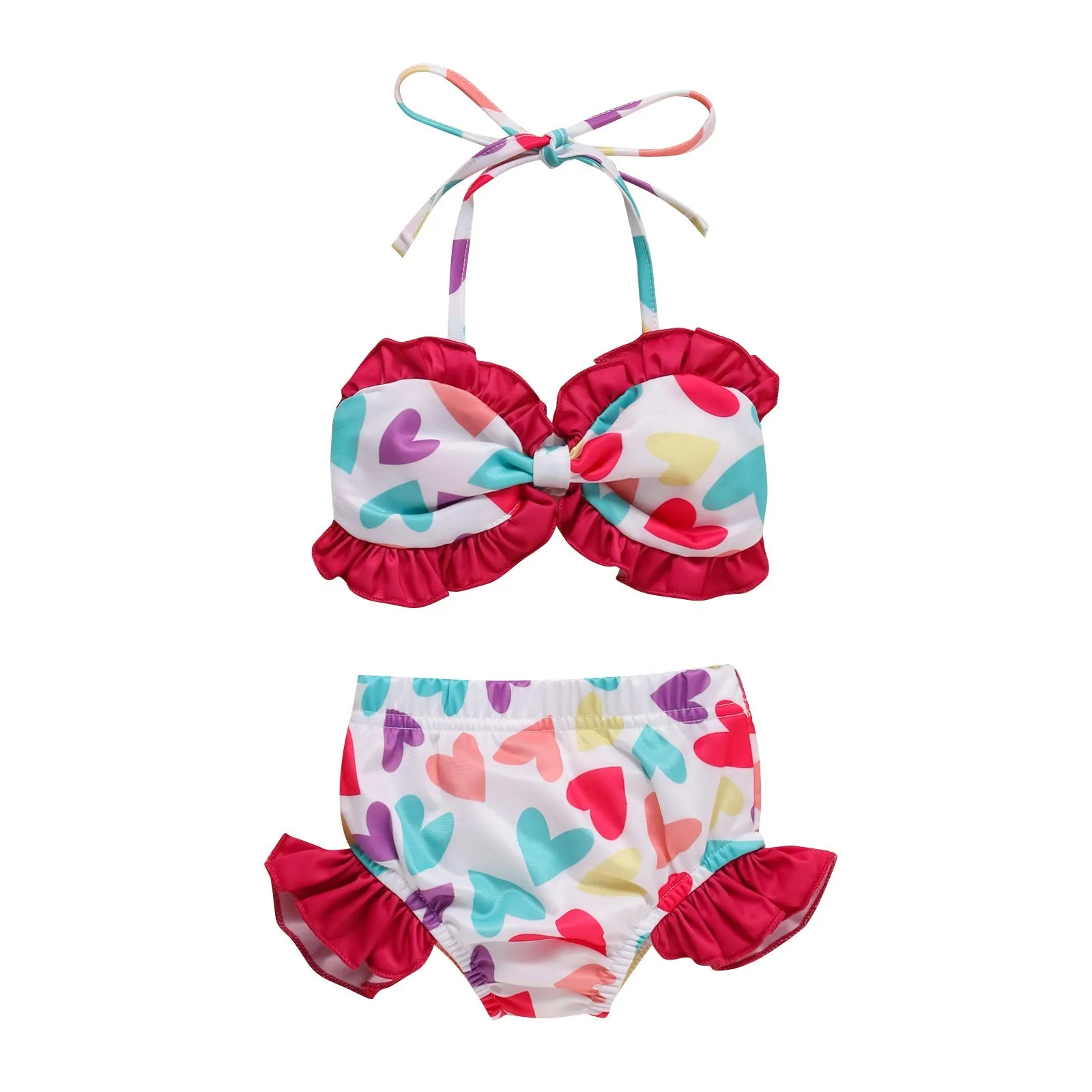 2-Piece Heart Printed Swimsuit