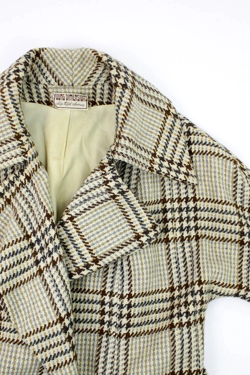 70s Glen Plaid Coat M