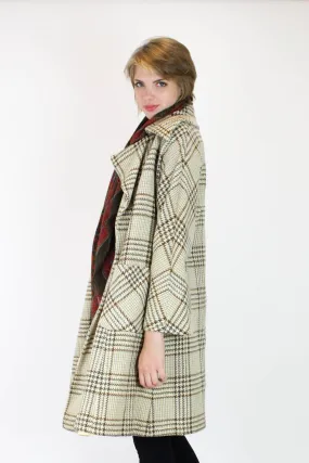 70s Glen Plaid Coat M