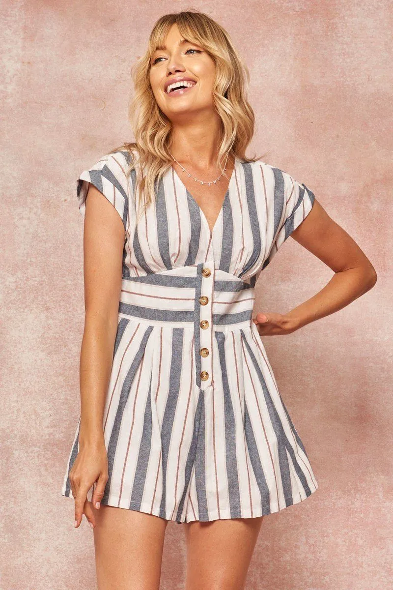 A Striped Woven Romper