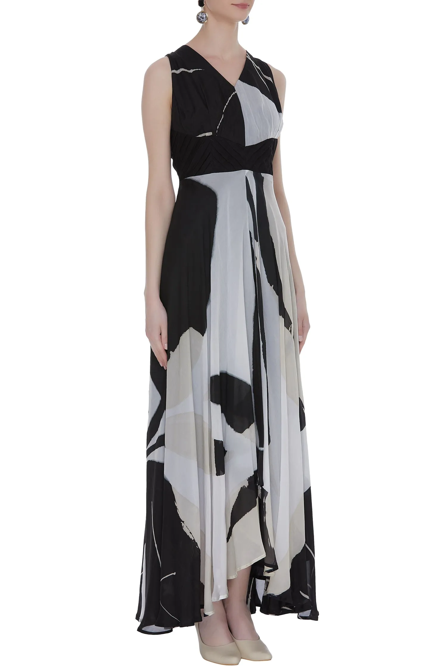 Abstract Printed Sleeveless Dress