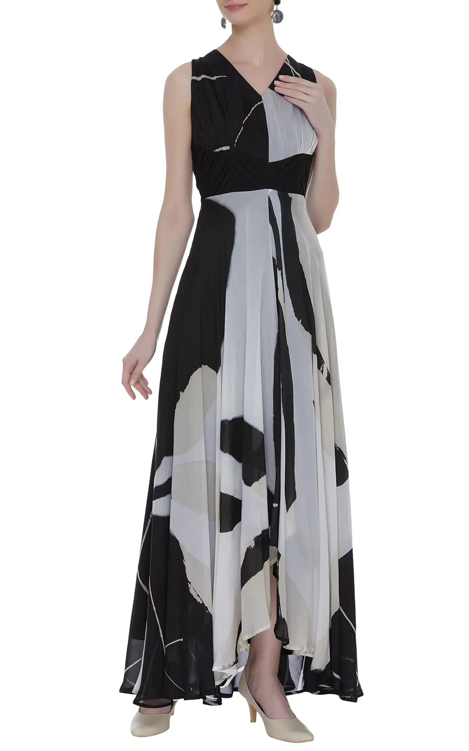 Abstract Printed Sleeveless Dress