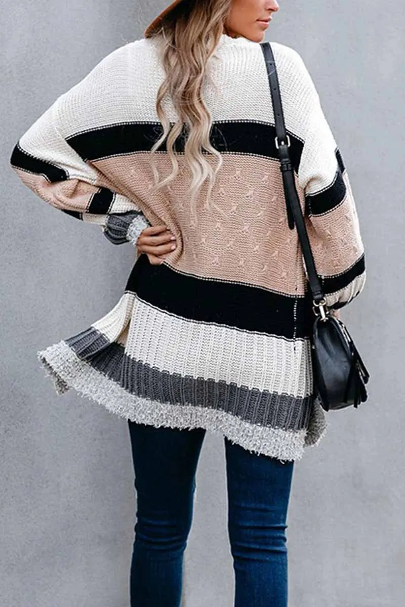 Autumn And Winter Contrast Sweater Coat