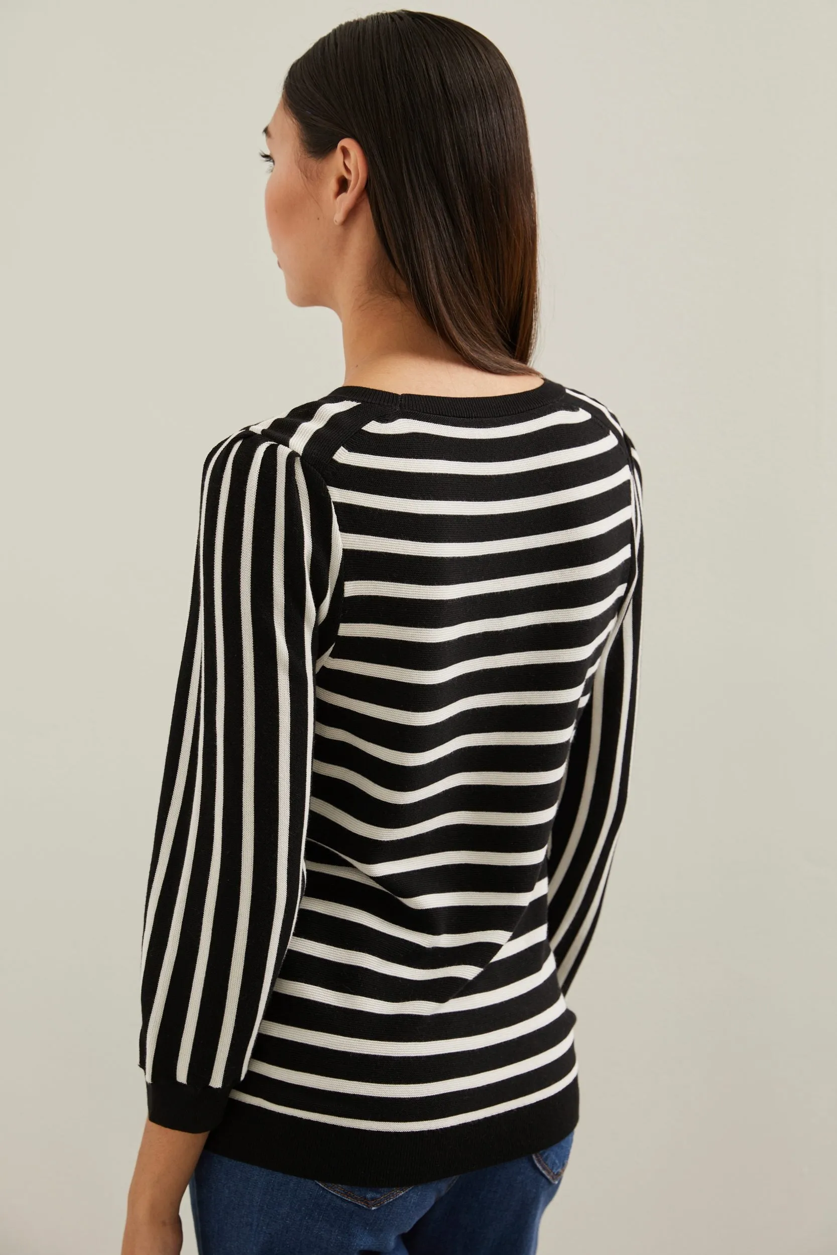 Balloon sleeve striped sweater