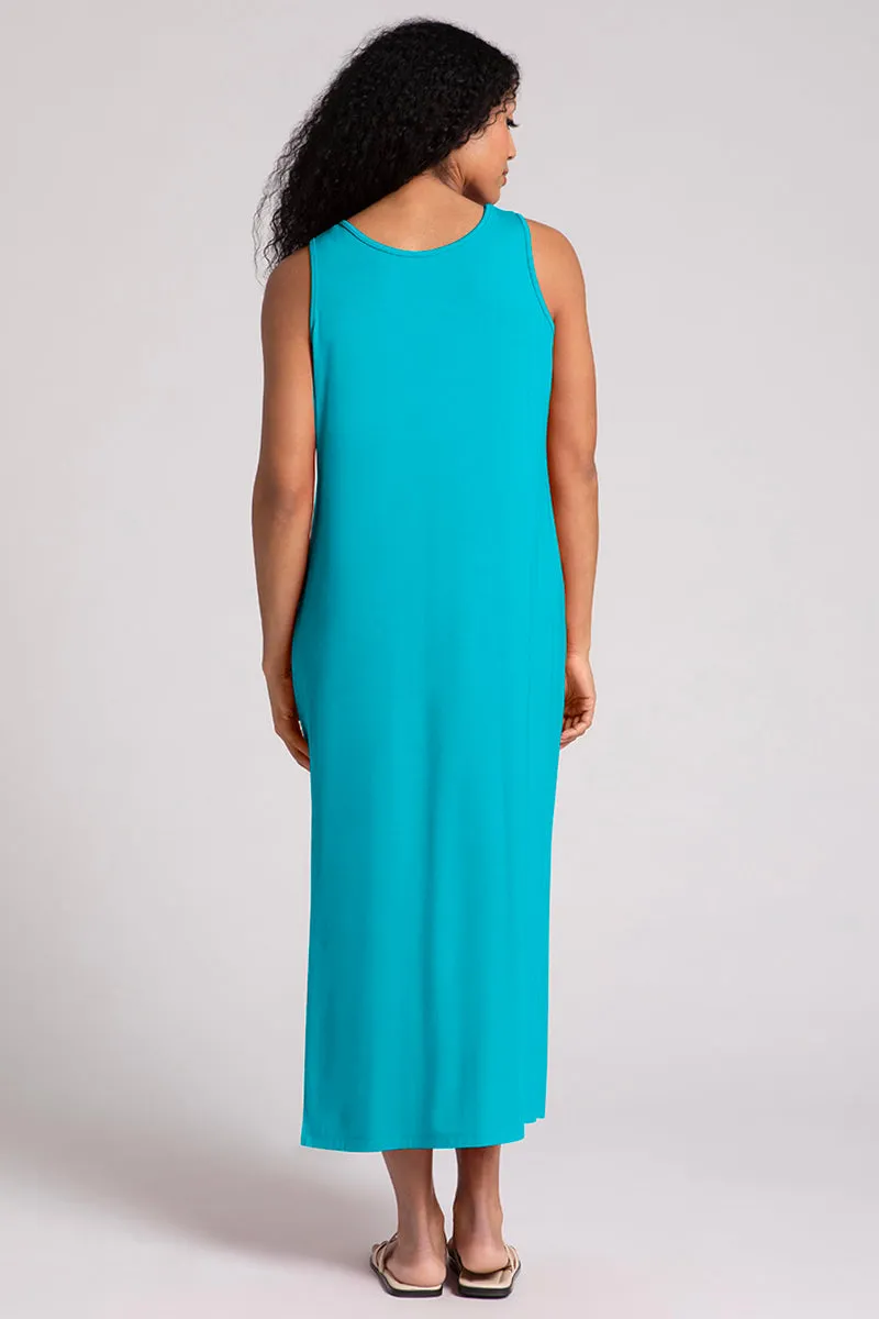 Bamboo Reversible Slit Tank Dress | Turquoise