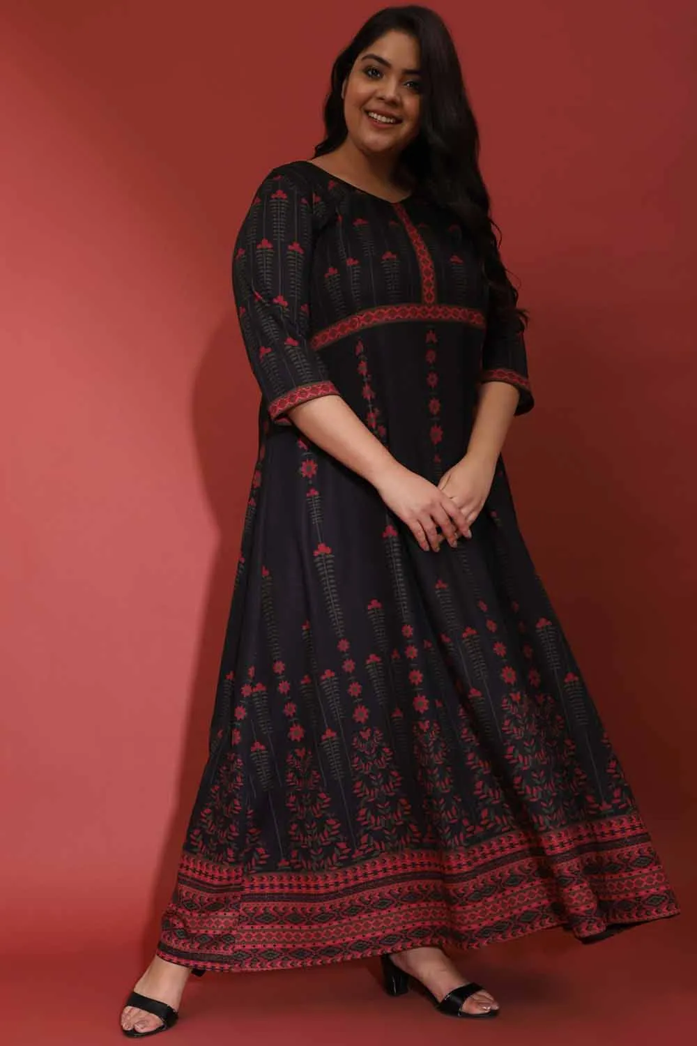 Black Advika Printed Dress