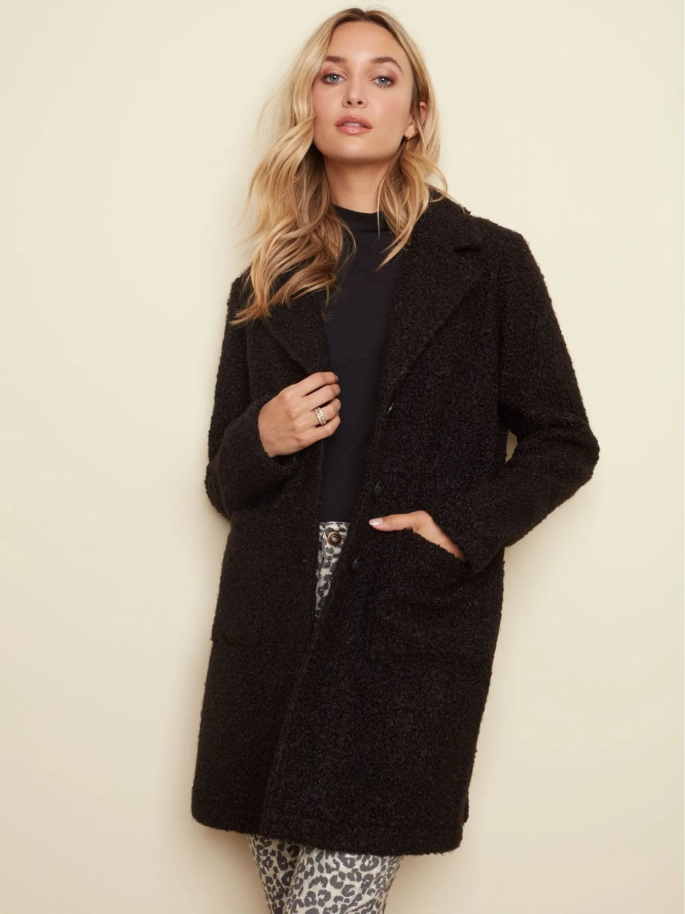 BLACK BOUCLE COAT