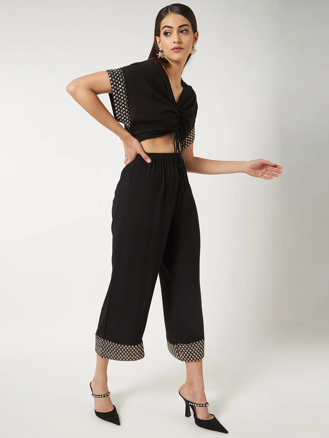 Black Solid Stylish Front Jumpsuit