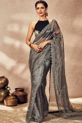 Black Striped Zari Saree