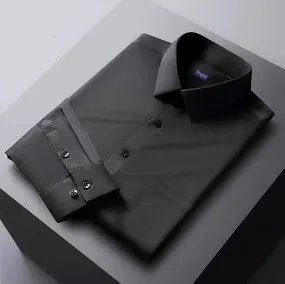 Black Stylish Mens Full Slevees Solid Formal Shirt