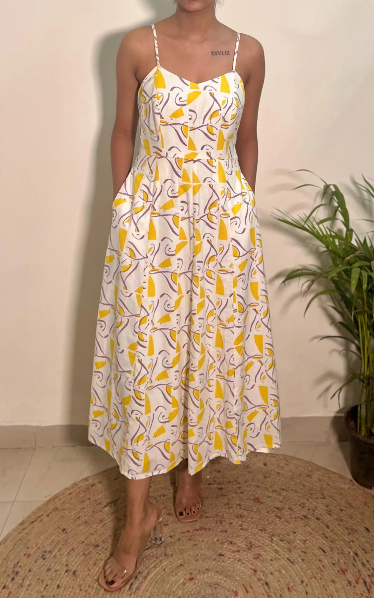 Block Printed Midi Dress