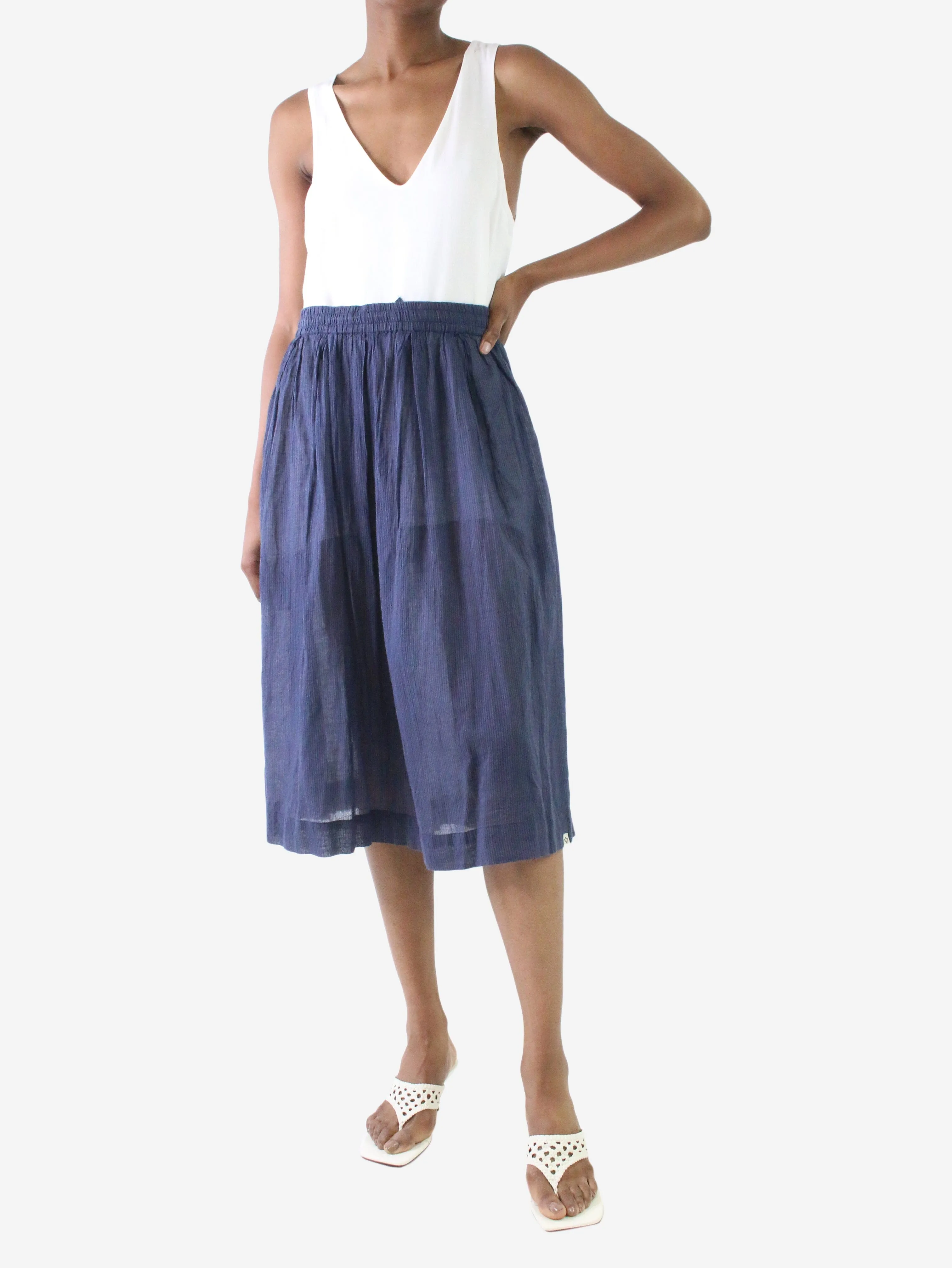 Blue sheer striped midi skirt - Size XS