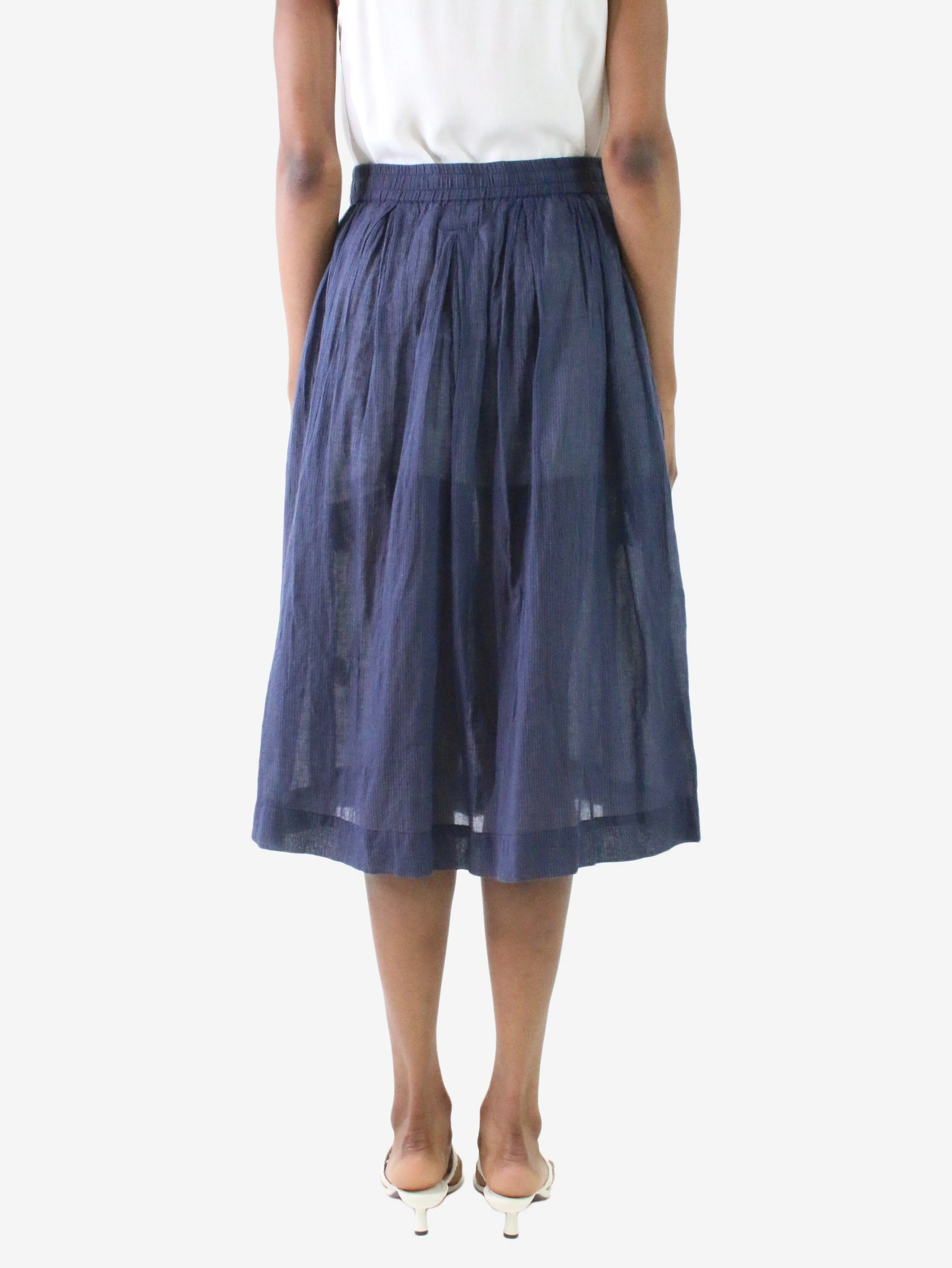 Blue sheer striped midi skirt - Size XS