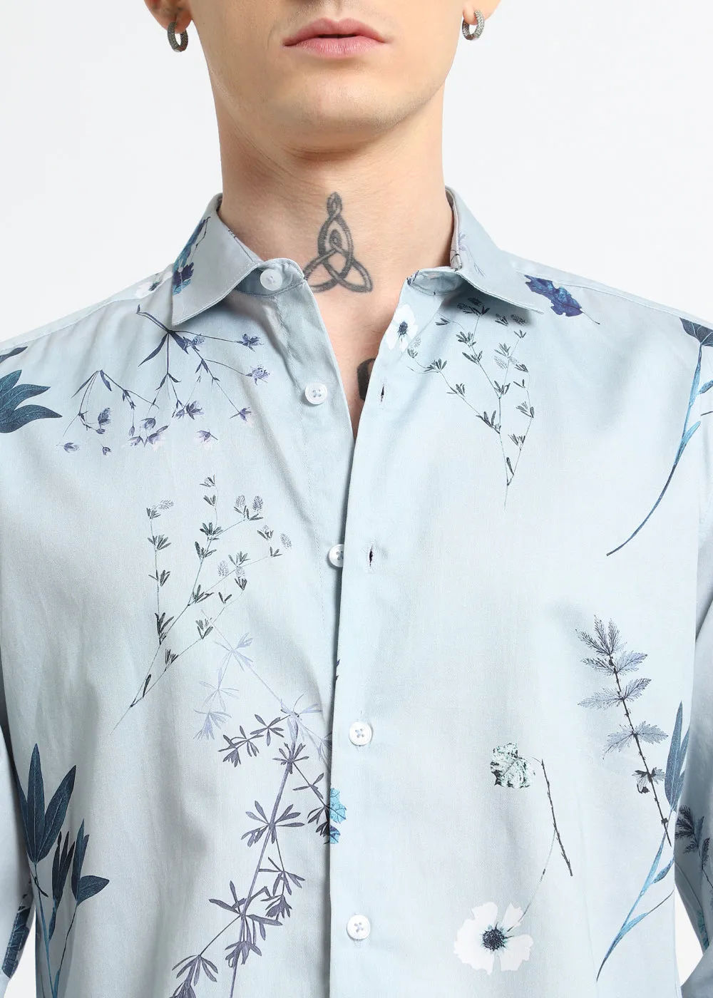 Blue Tropical Printed shirt