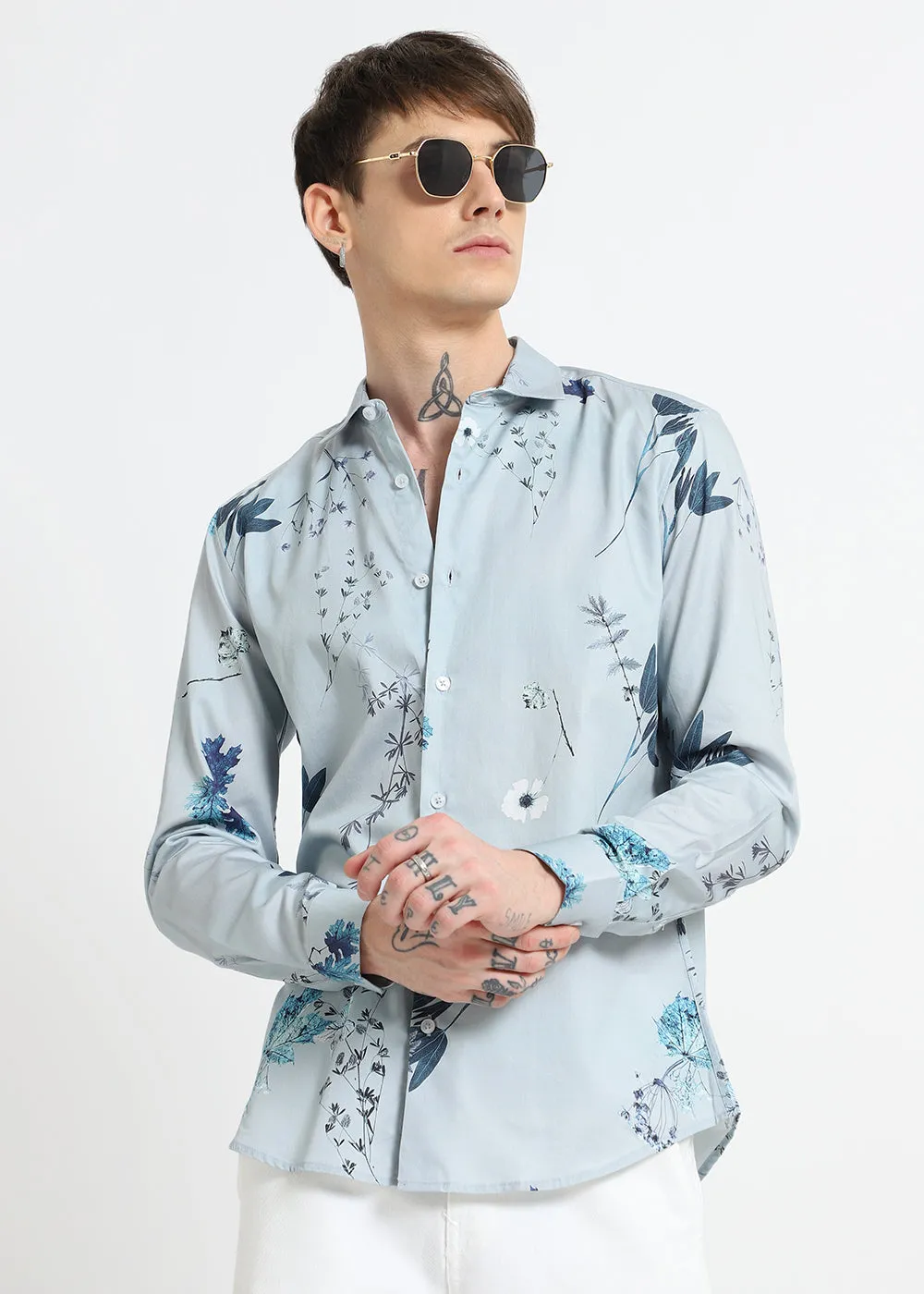 Blue Tropical Printed shirt