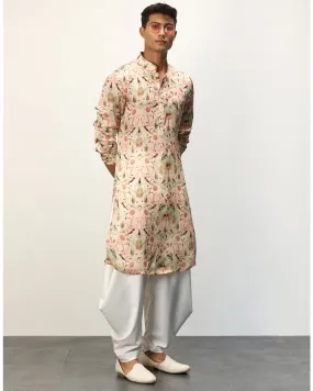 Botanical Peach Printed Kurta Set