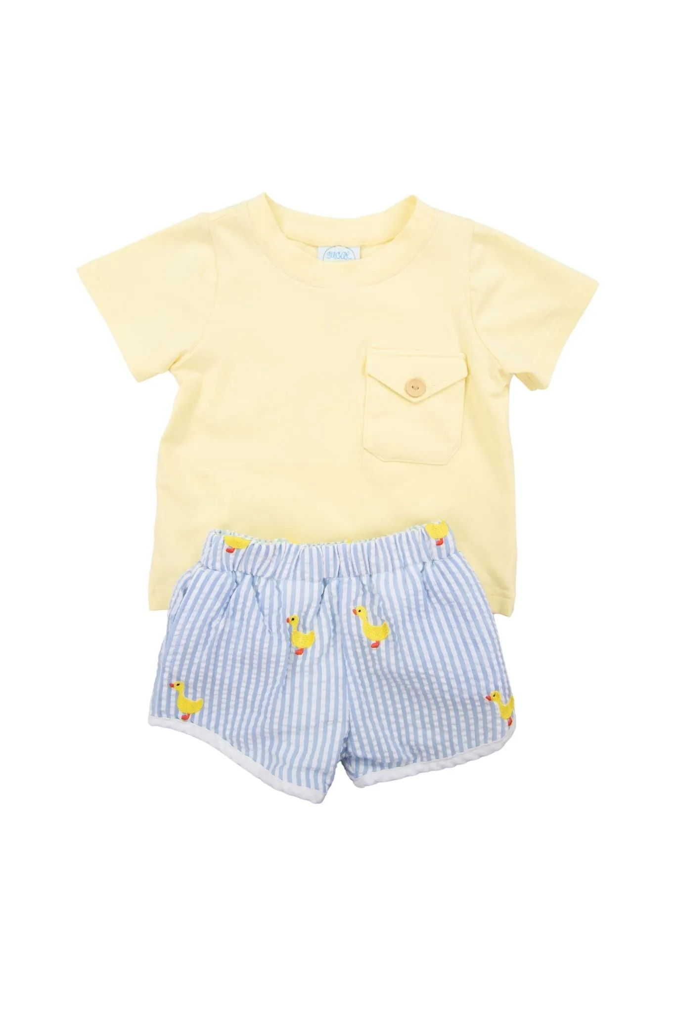 Boys Duck/Flamingo Reversible Shorts Set