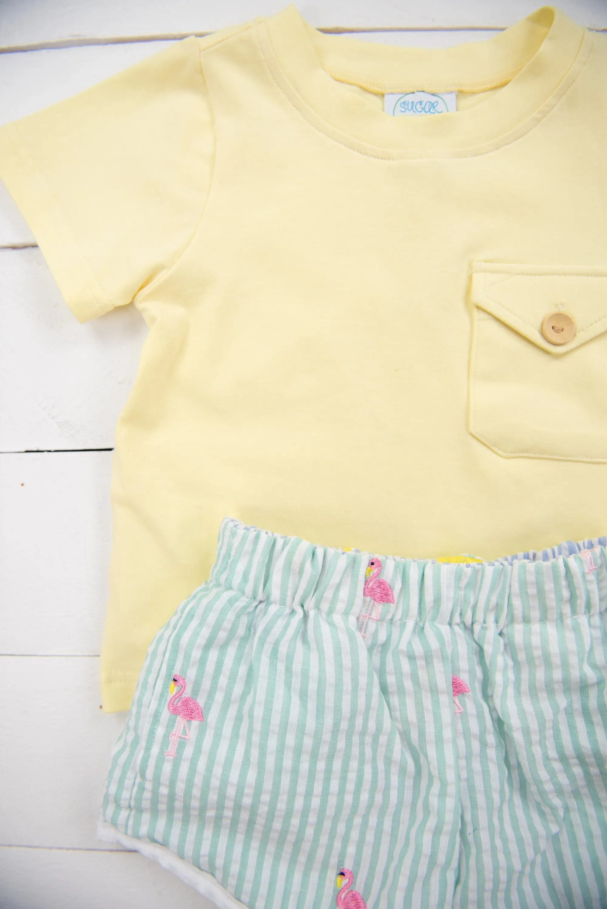 Boys Duck/Flamingo Reversible Shorts Set