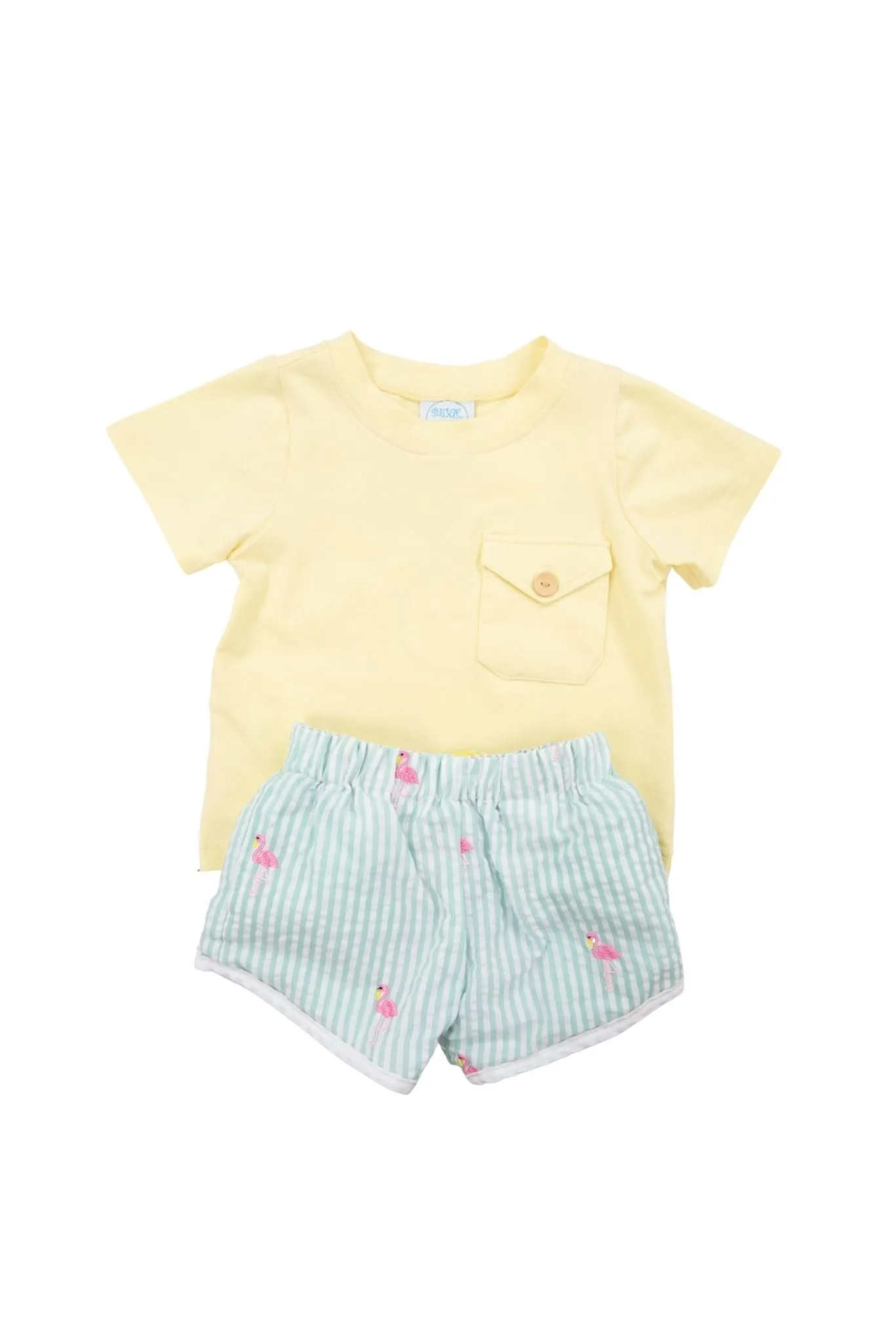 Boys Duck/Flamingo Reversible Shorts Set