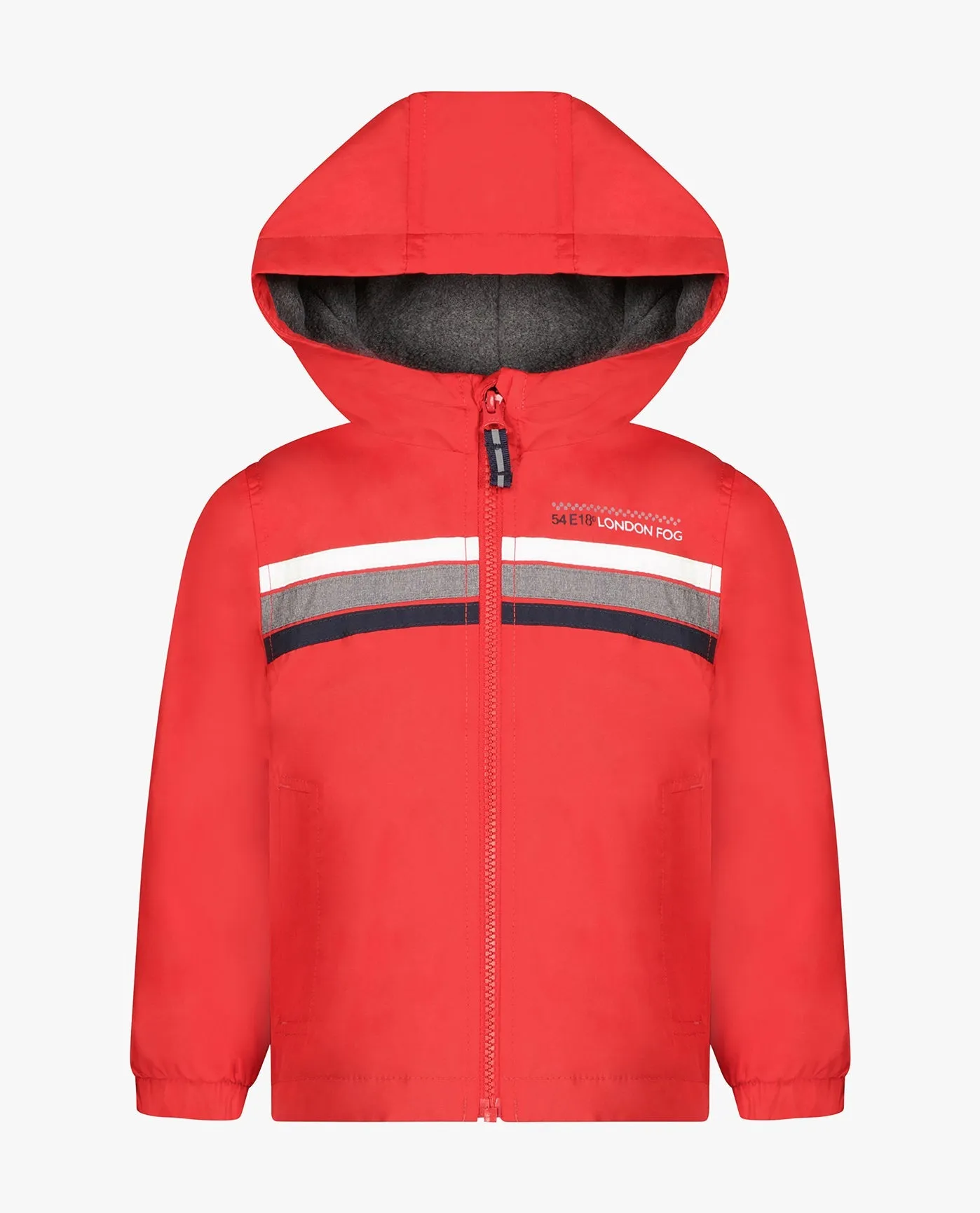 BOYS ZIP FRONT HOODED SPORTY STRIPE RAINCOAT