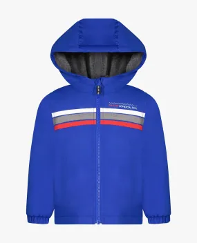 BOYS ZIP FRONT HOODED SPORTY STRIPE RAINCOAT