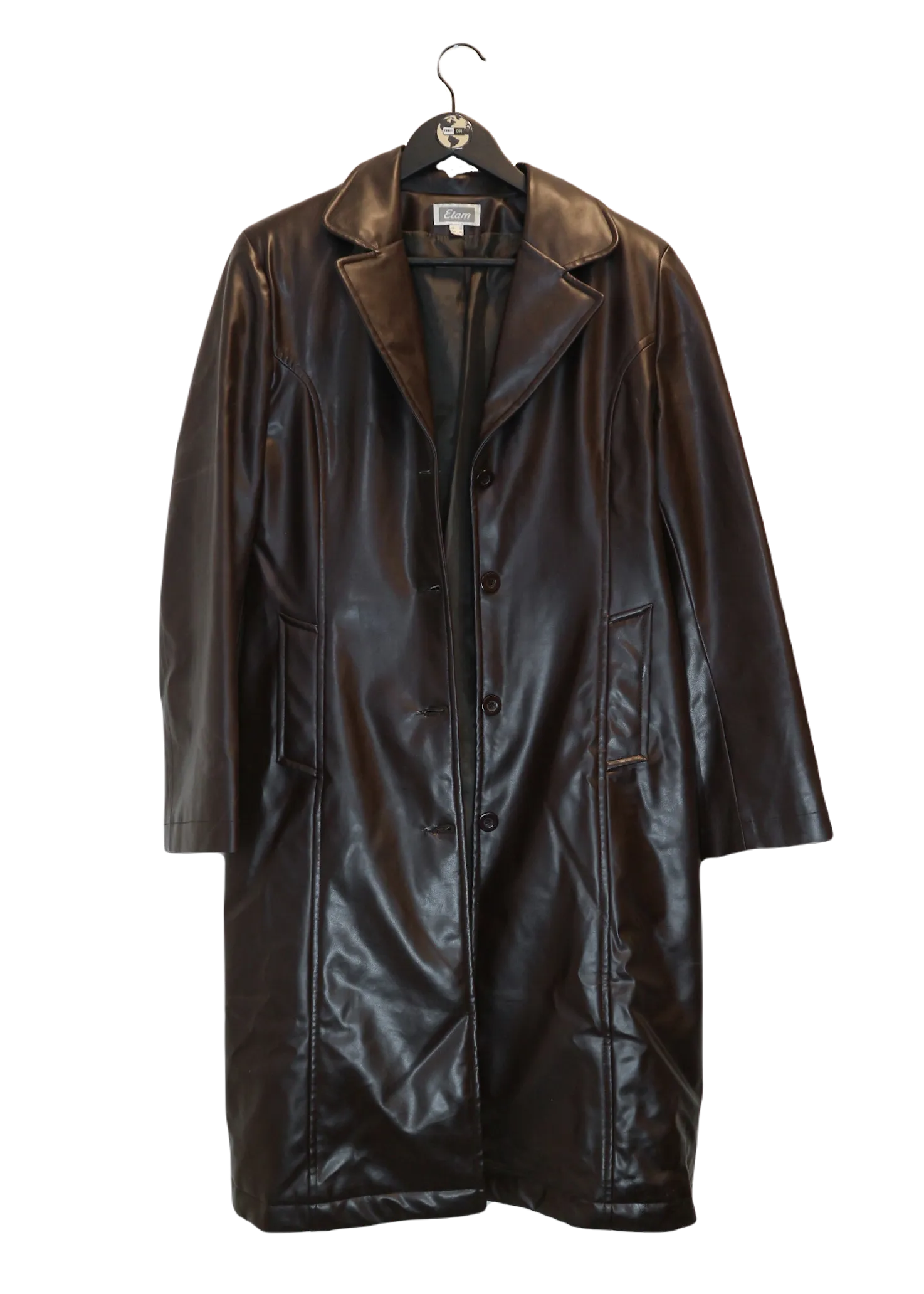 Brown leather coat M