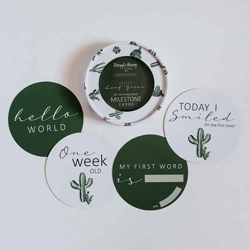 Cactus & Leaf Green | Reversible Milestone Cards