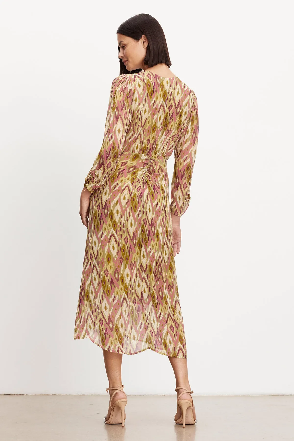 CAILEY PRINTED RUCHED DRESS