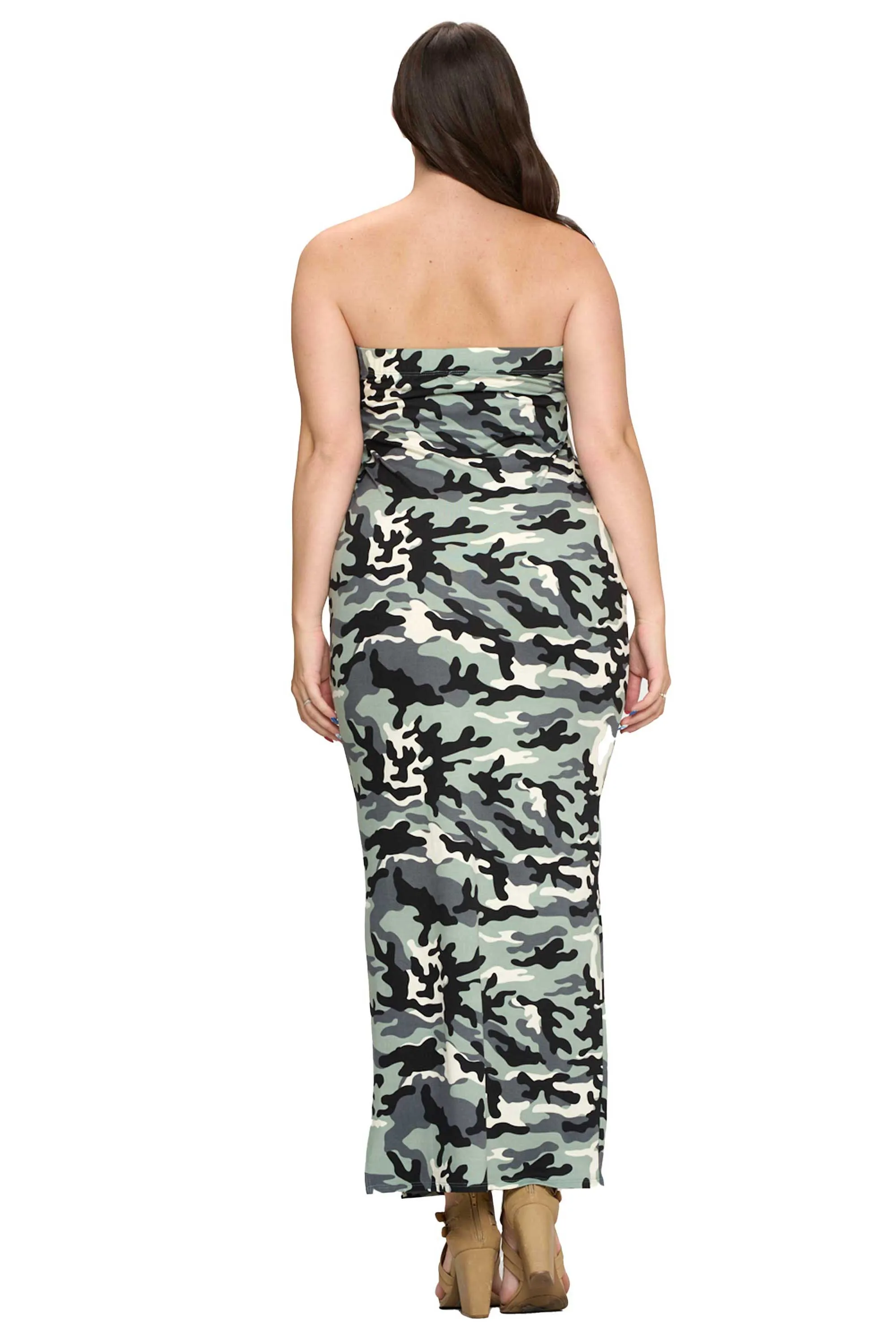 Camo Sleeveless Slit Dress