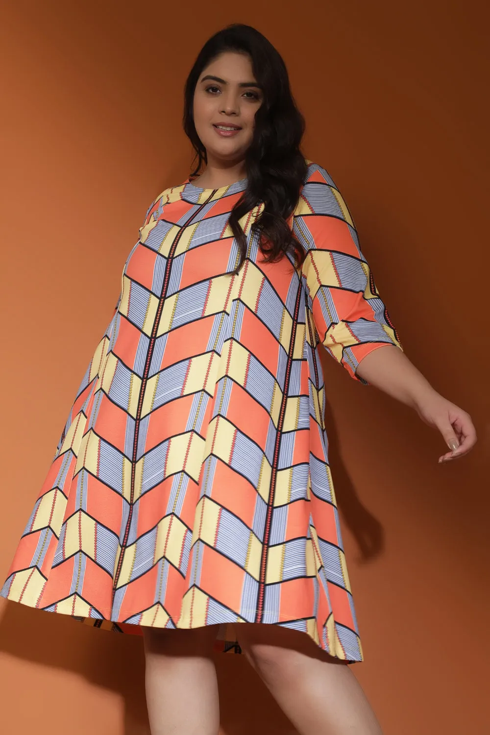 Colorfest Chevron Printed Dress