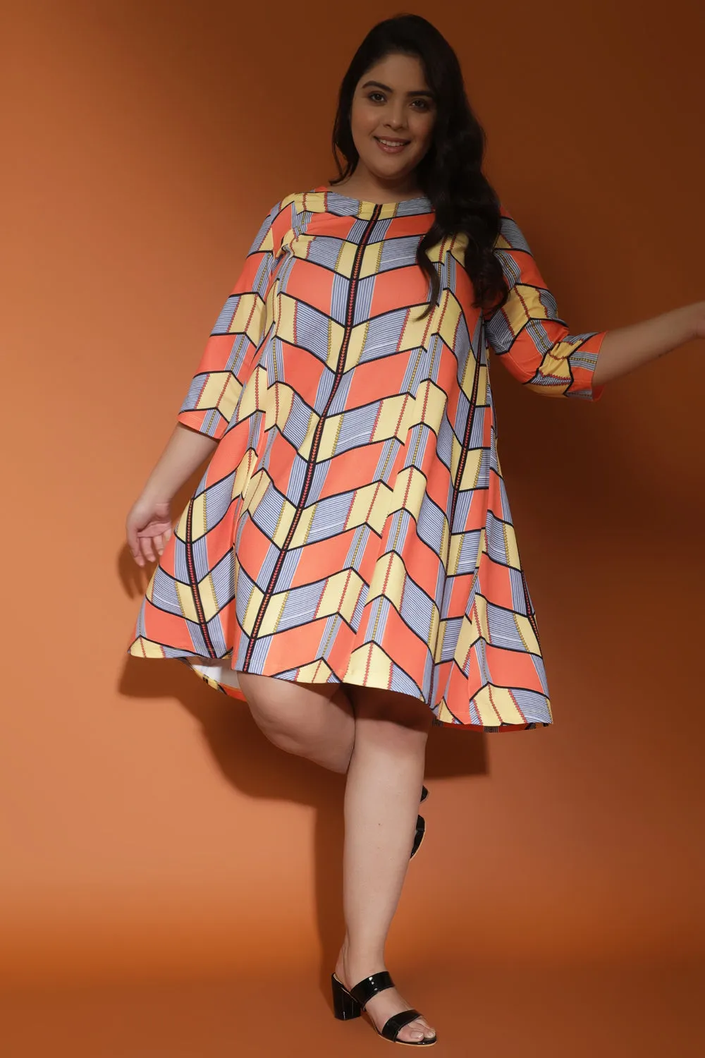 Colorfest Chevron Printed Dress