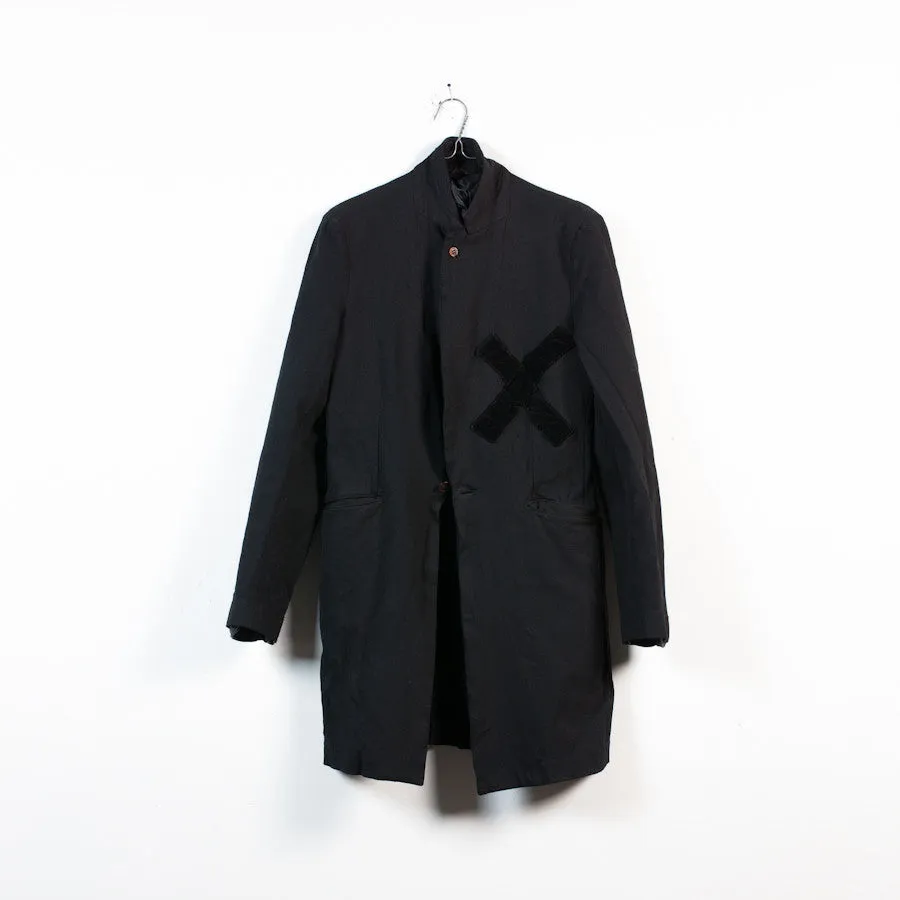 cross detail boiled poly coat