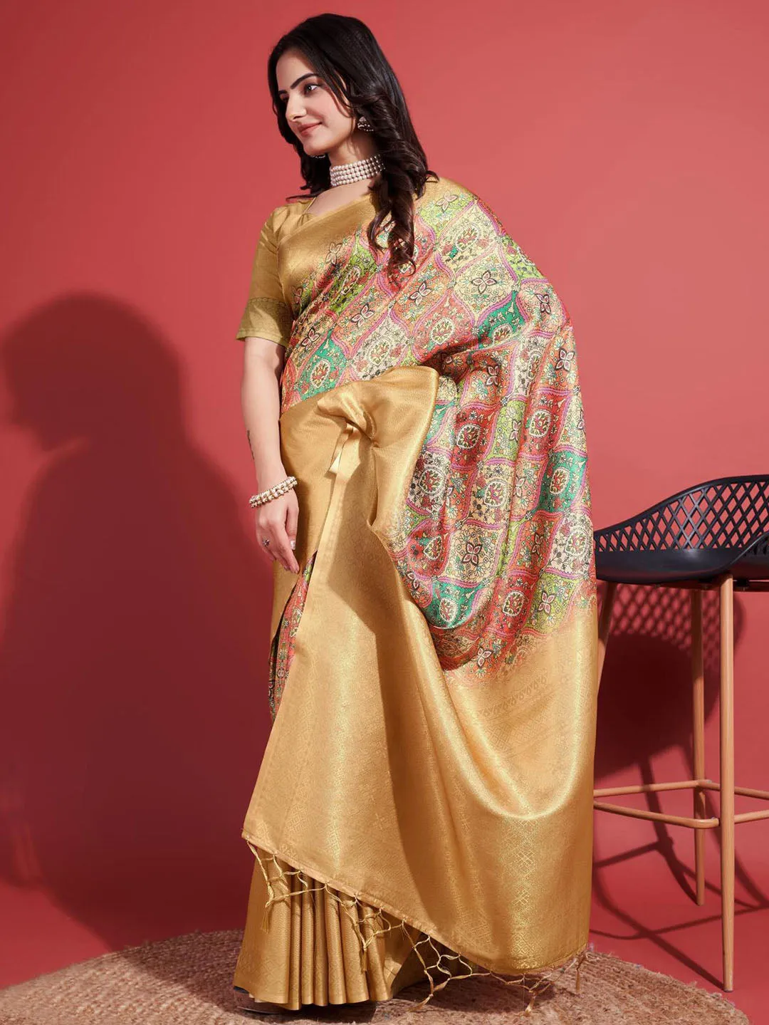 Digital Floral Printed Handloom Saree