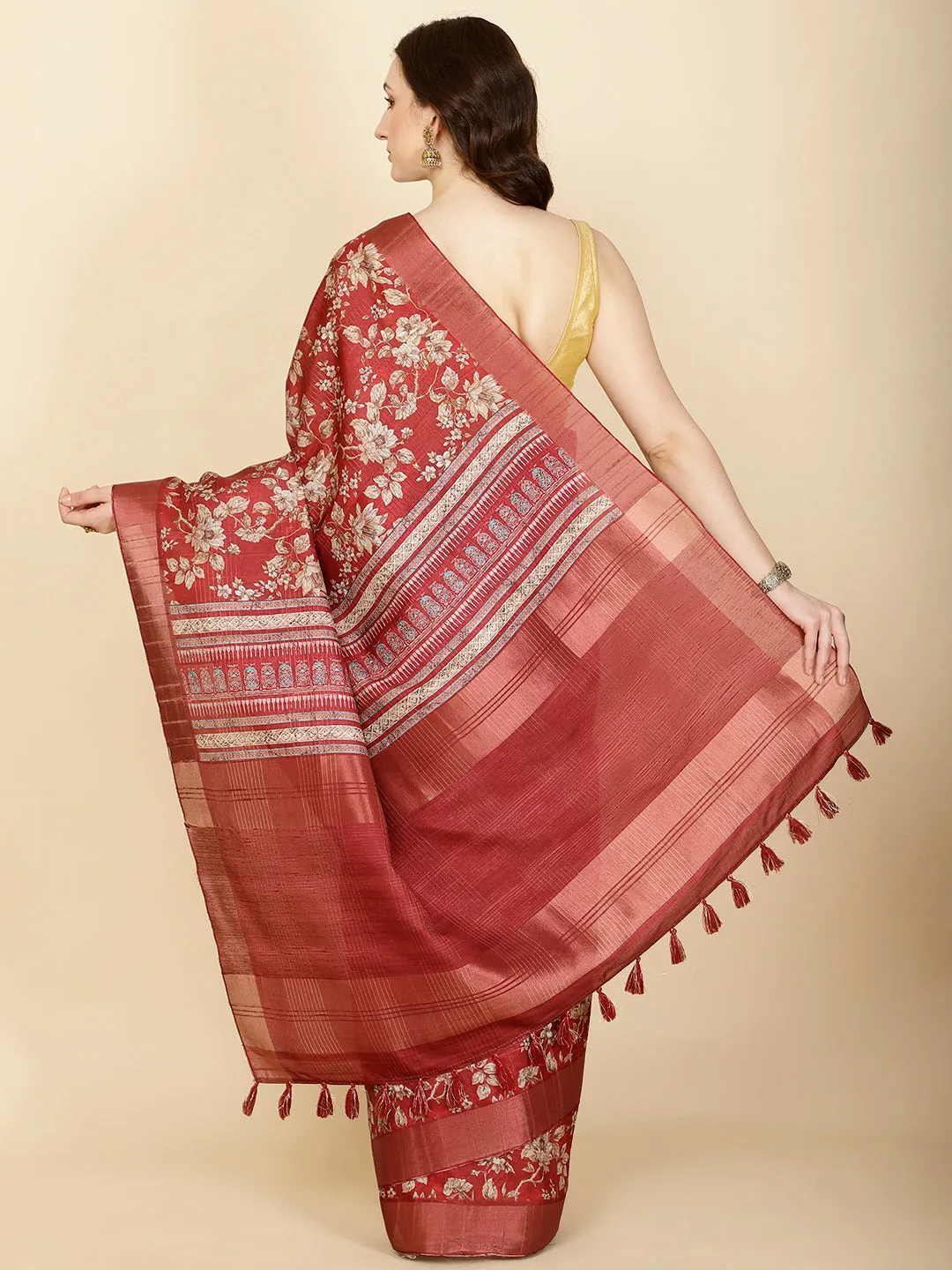 Digital Floral Printed Handloom Saree