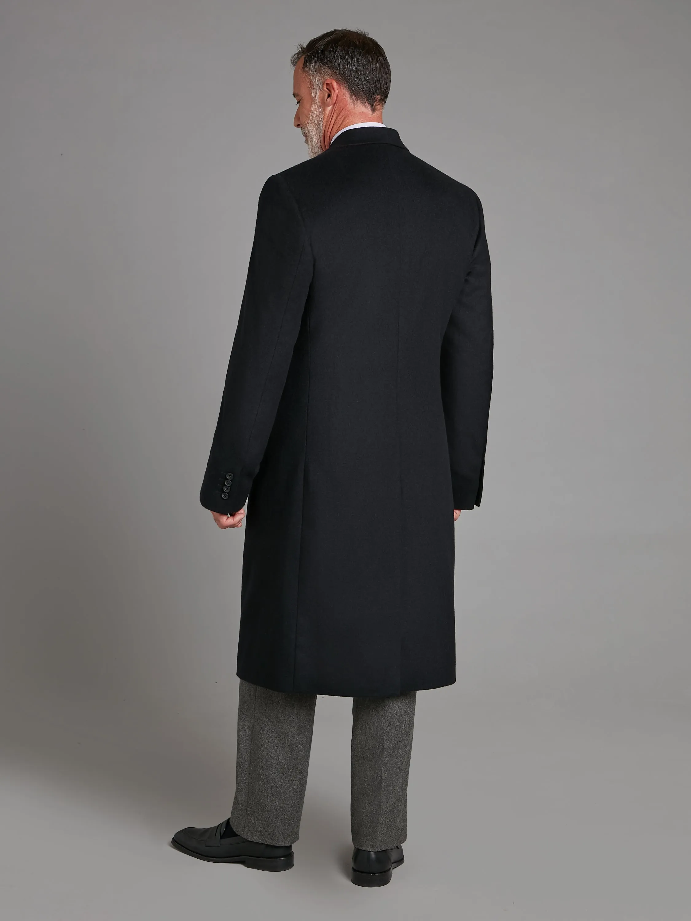 Double Breasted Overcoat Cashmere Blend - Navy