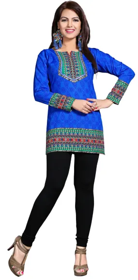 Elegant Blue Ladies Indian Kurtis – Stylish Short Kurti for Women