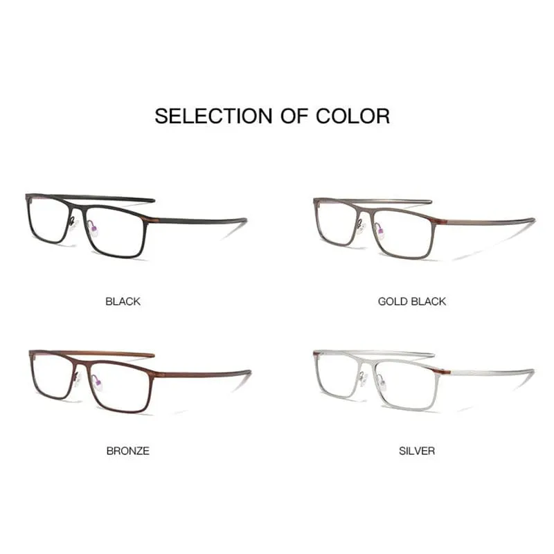 Fashion High Quality Alloy Men Glasses Frame Optical Prescription Eyeglasses Full Rim Business and Sporty Comfortable UV400