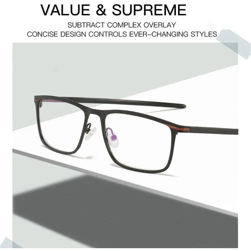 Fashion High Quality Alloy Men Glasses Frame Optical Prescription Eyeglasses Full Rim Business and Sporty Comfortable UV400