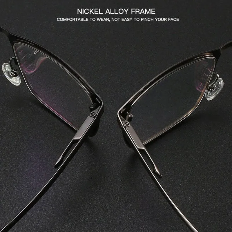 Fashion High Quality Alloy Men Glasses Frame Optical Prescription Eyeglasses Full Rim Business and Sporty Comfortable UV400