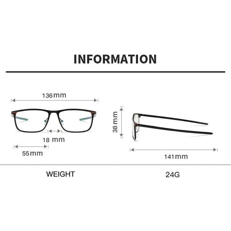 Fashion High Quality Alloy Men Glasses Frame Optical Prescription Eyeglasses Full Rim Business and Sporty Comfortable UV400