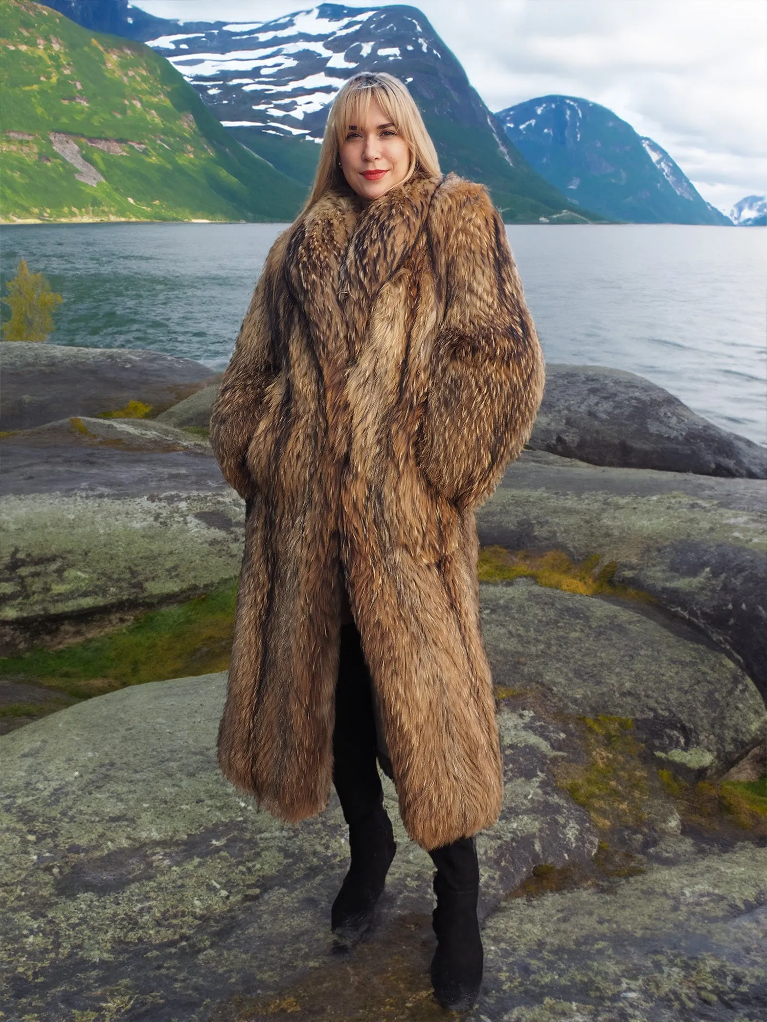 Finnish Raccoon Fur Coat S