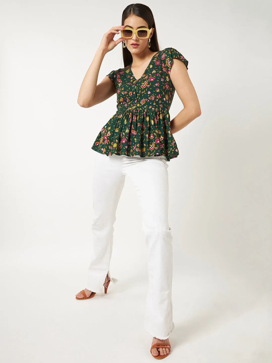 Floral Printed Peplum Top