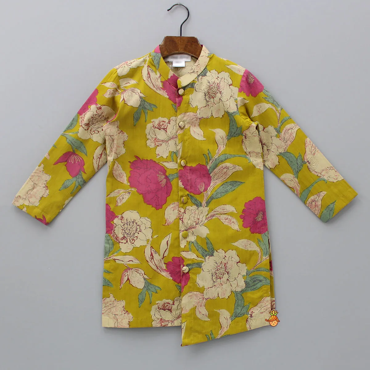 Floral Printed Stylish Hem Kurta With Pyjama