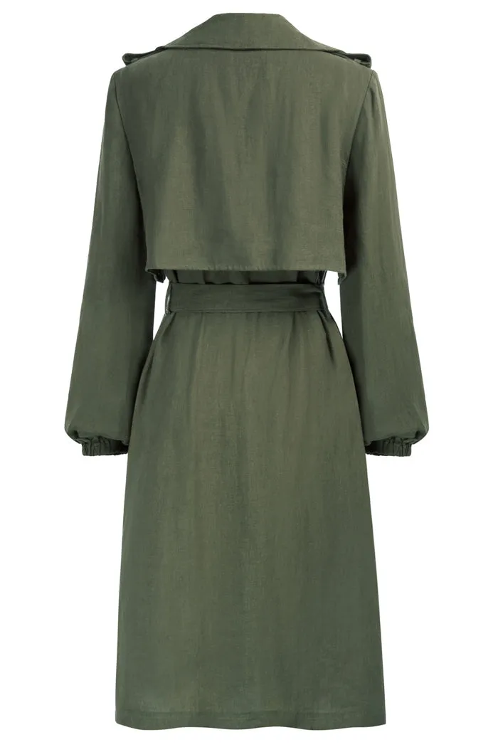 Frieeah Linen Trench Thin Coat