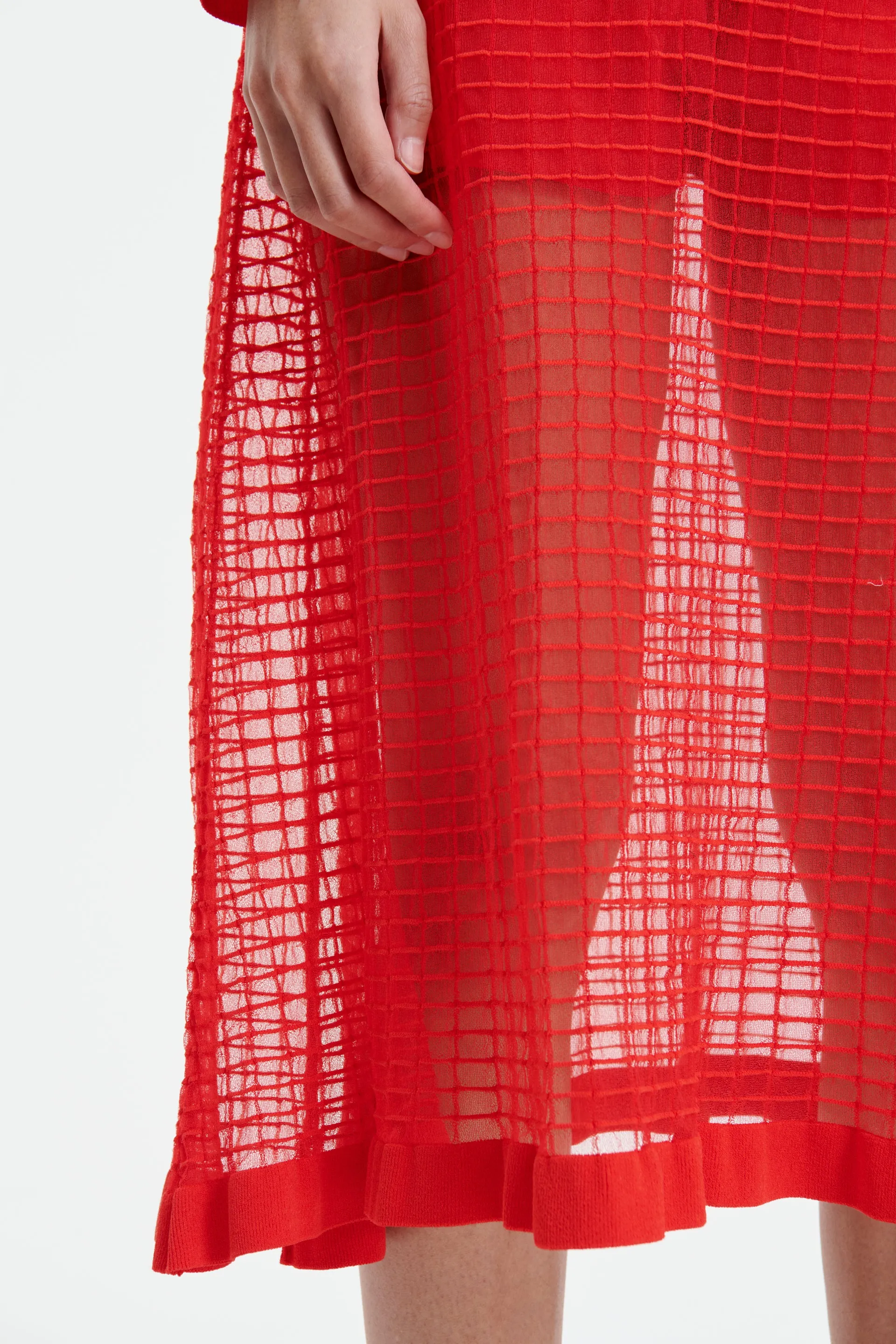 Poppy Red Matisse Sheer Grid Skirt by Gemma