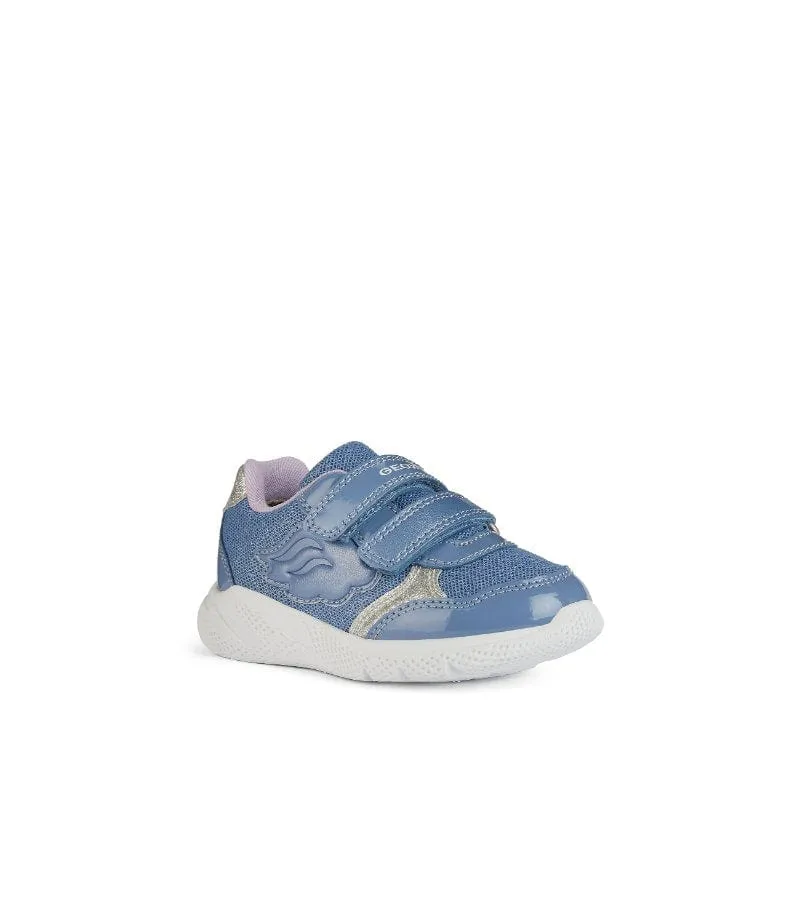 Geox Infant Girls Blue Glitter Mesh Casual Sporty Trainer Sprintye - B454TC